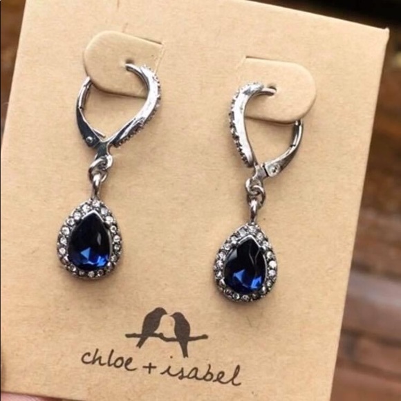 NWOT Sapphire Blue Ethereal Crystal Drop Earrings - Picture 1 of 3